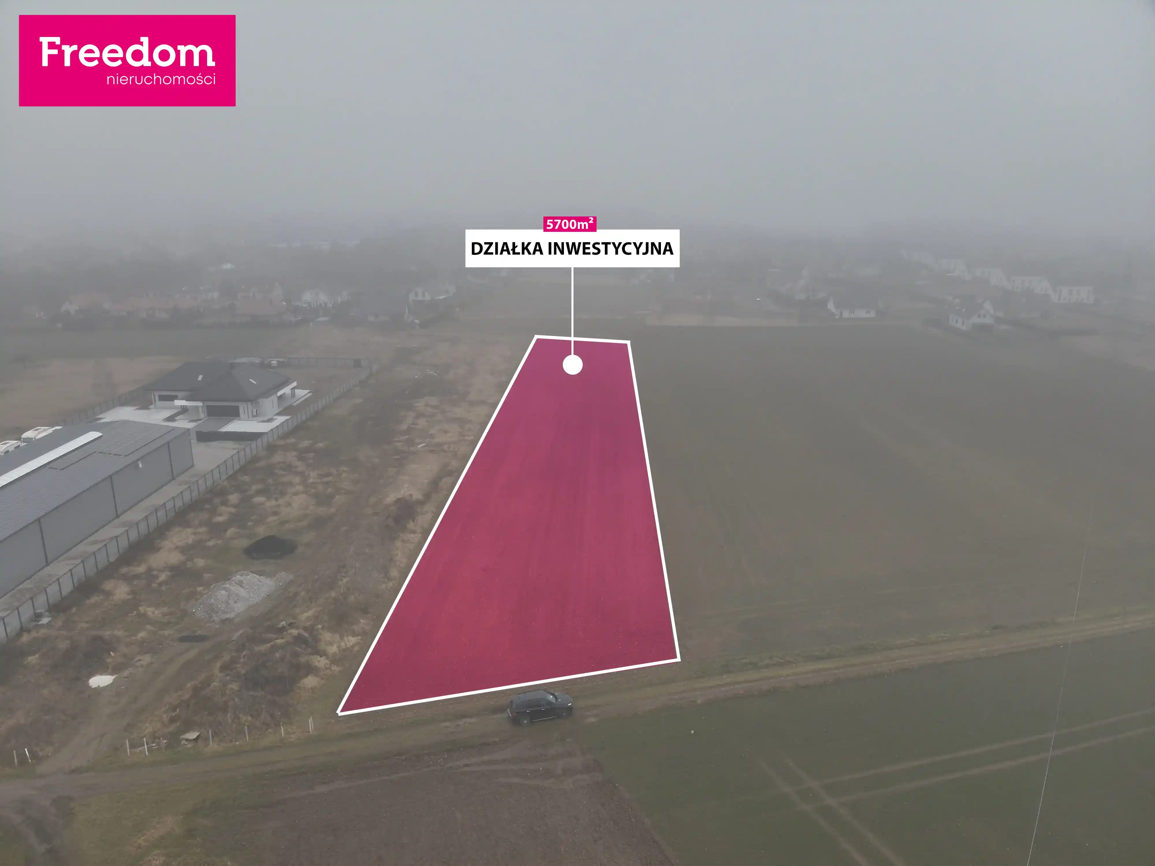 Działka inwestycyjna Kruszyn - widok z drona